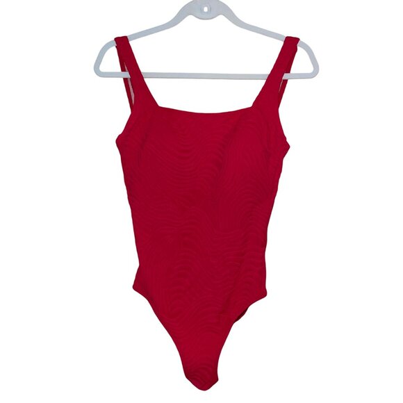 Gottex Vintage Womens Swimwsuit Size 12 Red Square Neck Scoop Back Stretch Knit - Picture 12 of 13